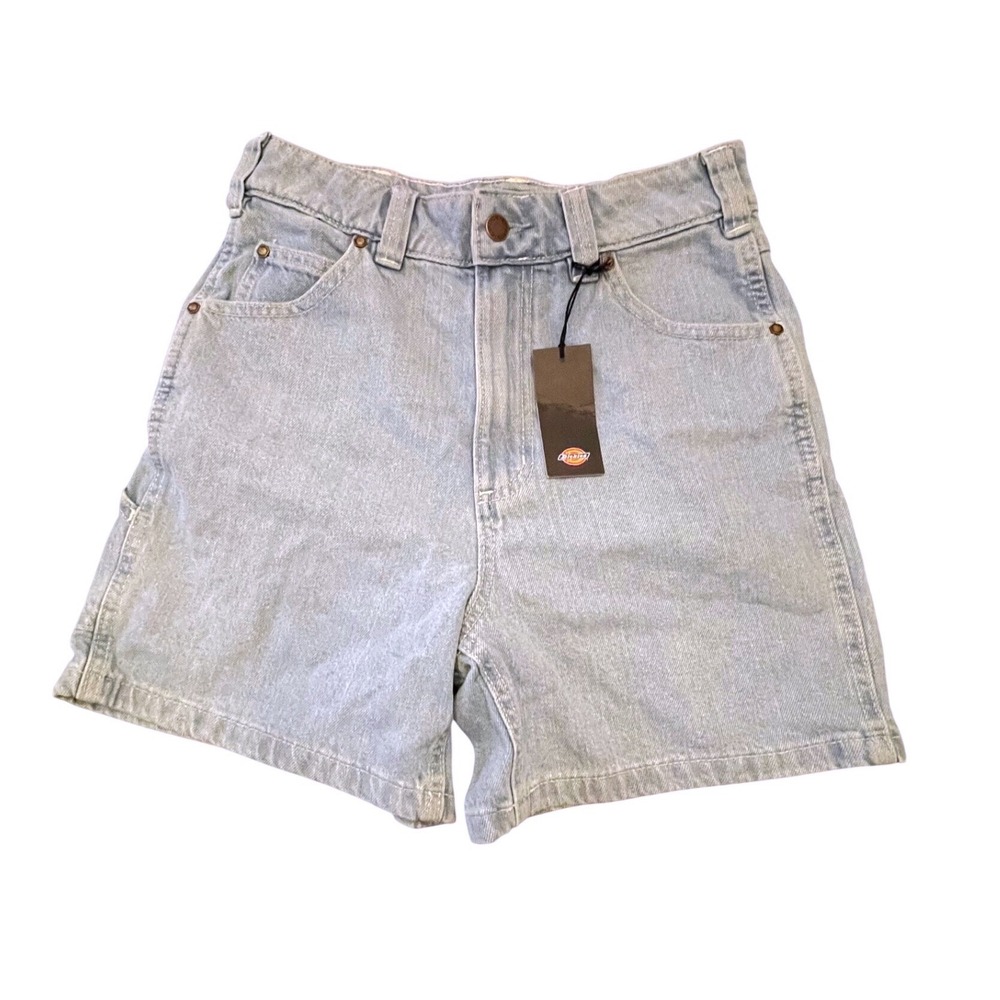 Dickies Women Light Wash Denim Carpenter Shorts High Rise W27 FRR05C15 NEW